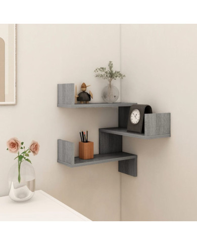 Étagère d'angle murale Sonoma gris 40x40x50cm Bois d'ingénierie | Mobilier & Déco