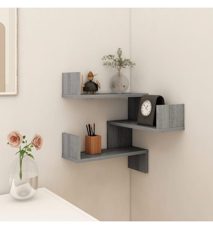 Étagère d'angle murale Sonoma gris 40x40x50cm Bois d'ingénierie | Mobilier & Déco