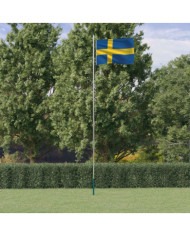 Drapeau de la Suède et mât 6,23 m Aluminium | Mobilier & Déco