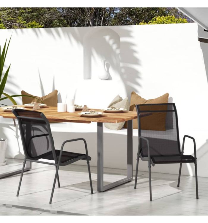 Chaises de jardin lot de 2 Acier et textilène Noir | Mobilier & Déco