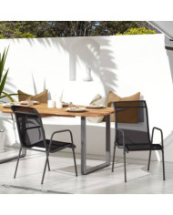 Chaises de jardin lot de 2 Acier et textilène Noir | Mobilier & Déco