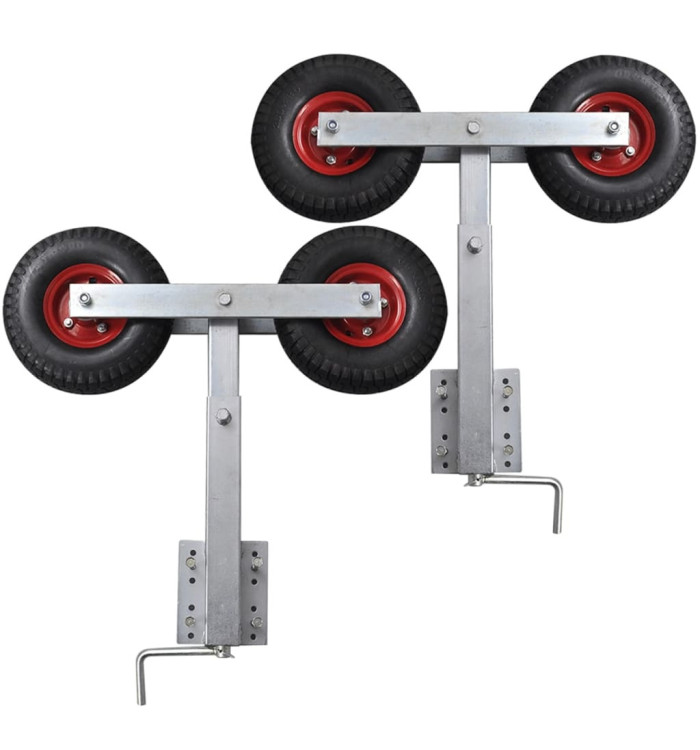 Set de 2 supports à double roue inclinable remorque à bateau | Mobilier & Déco