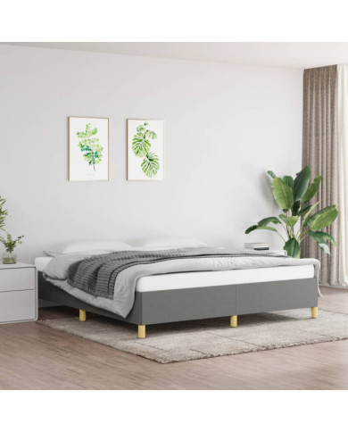 Cadre de lit sans matelas gris foncé 180x200 cm tissu | Mobilier & Déco