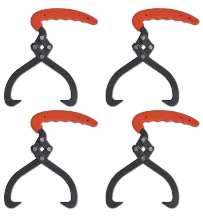 Pinces à bûches 4 pcs avec manche en PVC | Mobilier & Déco
