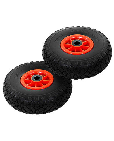 Roue de diable 2 pcs PU solide 3.00-4 (260 x 85 mm) | Mobilier & Déco