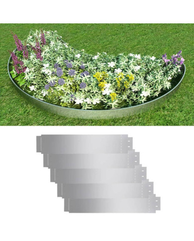 Bordure de pelouse 5 pcs Acier galvanisé 100 x 19 cm | Mobilier & Déco