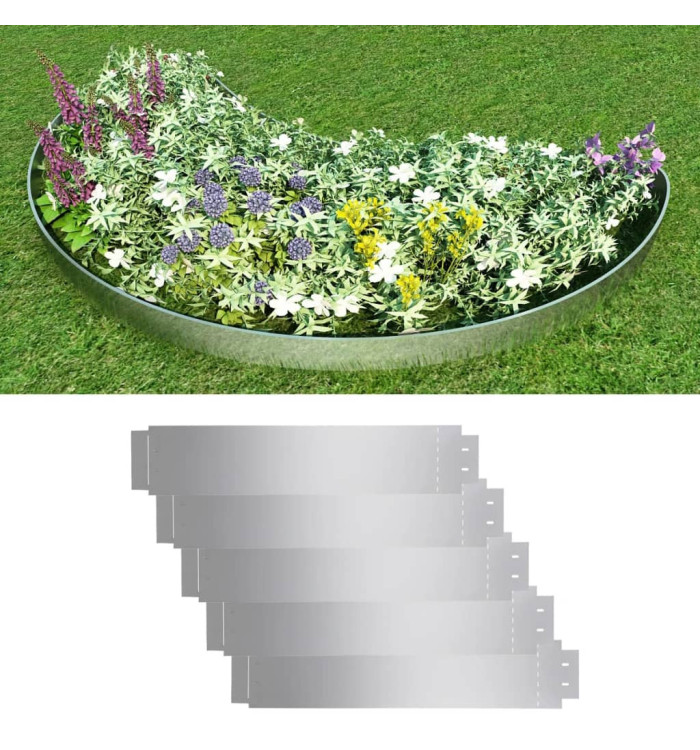Bordure de pelouse 5 pcs Acier galvanisé 100 x 19 cm | Mobilier & Déco