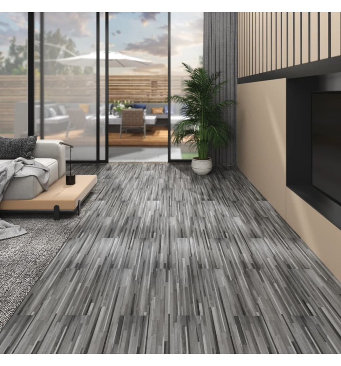 Planches de plancher PVC 5,02 m² 2 mm Autoadhésif Gris rayé | Mobilier & Déco