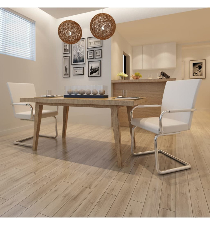 Chaises à manger cantilever lot de 2 blanc similicuir | Mobilier & Déco