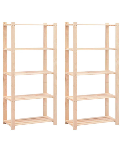 Étagères de stockage 5 niveaux 2 pcs 80x38x170 cm Pin 250 kg | Mobilier & Déco