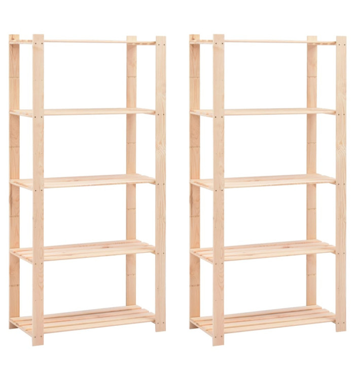 Étagères de stockage 5 niveaux 2 pcs 80x38x170 cm Pin 250 kg | Mobilier & Déco