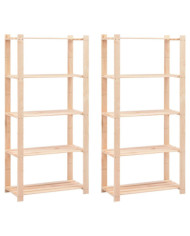 Étagères de stockage 5 niveaux 2 pcs 80x38x170 cm Pin 250 kg | Mobilier & Déco
