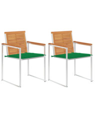 Chaises de jardin avec coussins lot de 2 Acacia solide et acier | Mobilier & Déco