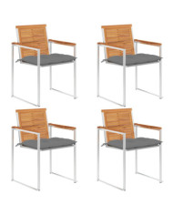 Chaises de jardin lot de 4 avec coussins Bois d'acacia massif | Mobilier & Déco