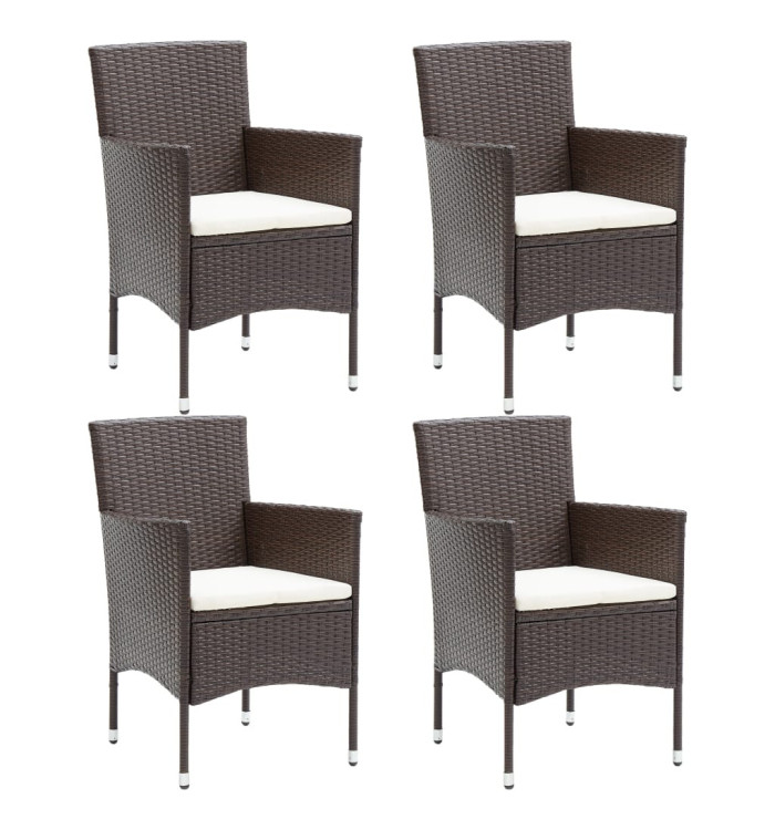 Chaises à manger de jardin lot de 4 Résine tressée Marron | Mobilier & Déco