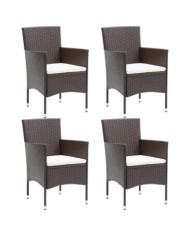 Chaises à manger de jardin lot de 4 Résine tressée Marron | Mobilier & Déco