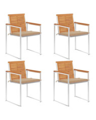 Chaises de jardin lot de 4 avec coussins Bois d'acacia massif | Mobilier & Déco
