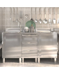 Armoires de cuisine commerciale 3 pcs Acier inoxydable | Mobilier & Déco