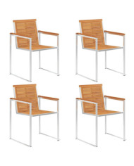 Chaises de jardin lot de 4 Bois d'acacia solide et inox | Mobilier & Déco
