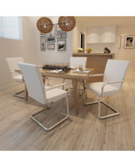 Chaises à manger cantilever lot de 4 blanc similicuir | Mobilier & Déco