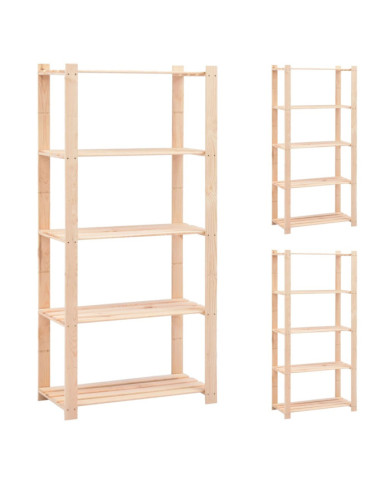 Étagères de rangement à 5 niveaux 3 pcs 80x38x170 cm Pin 250 kg | Mobilier & Déco