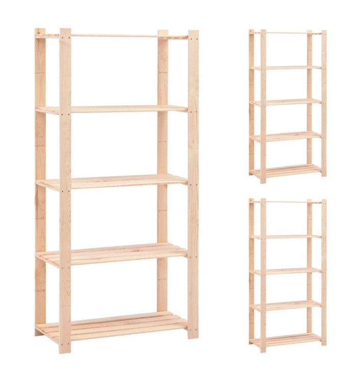 Étagères de rangement à 5 niveaux 3 pcs 80x38x170 cm Pin 250 kg | Mobilier & Déco