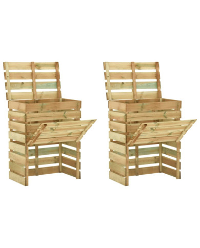 Composteur de jardin à lattes 2 pcs 80x50x100 cm Pin imprégné | Mobilier & Déco