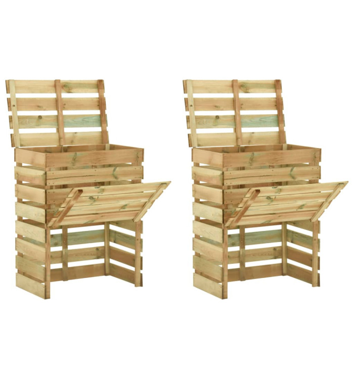 Composteur de jardin à lattes 2 pcs 80x50x100 cm Pin imprégné | Mobilier & Déco