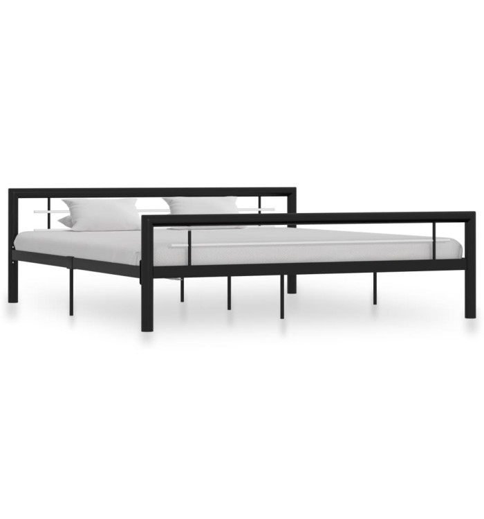 Cadre de lit sans matelas noir et blanc métal 180x200 cm | Mobilier & Déco