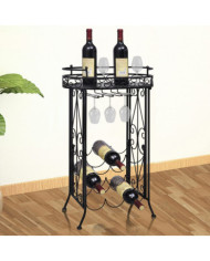 Casier à bouteilles avec porte-verre pour 9 bouteilles Métal | Mobilier & Déco
