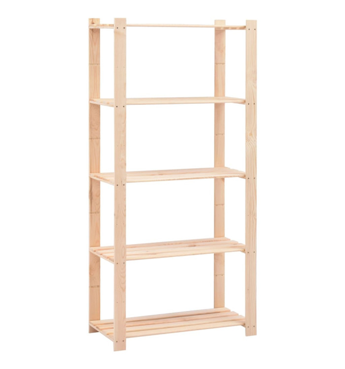 Étagère de stockage 5 niveaux 80x38x170 cm Pin solide 250 kg | Mobilier & Déco