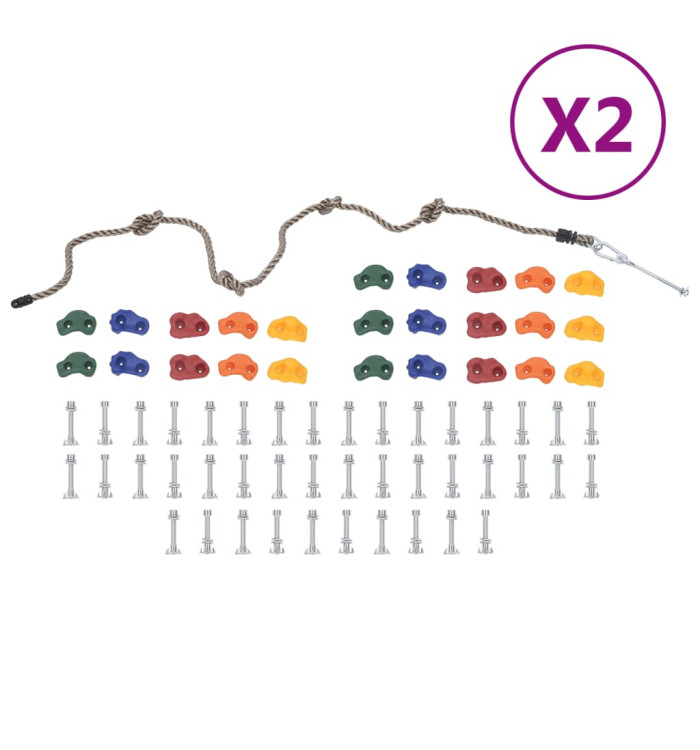 Pierres d'escalade avec corde 50 pcs Multicolore | Mobilier & Déco