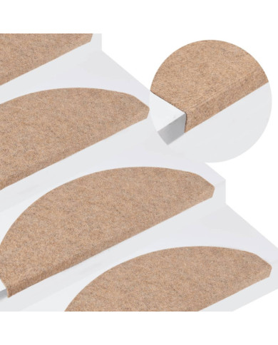 Tapis d'escalier autocollants 15 pcs 65x22,5x3,5 cm Beige | Mobilier & Déco