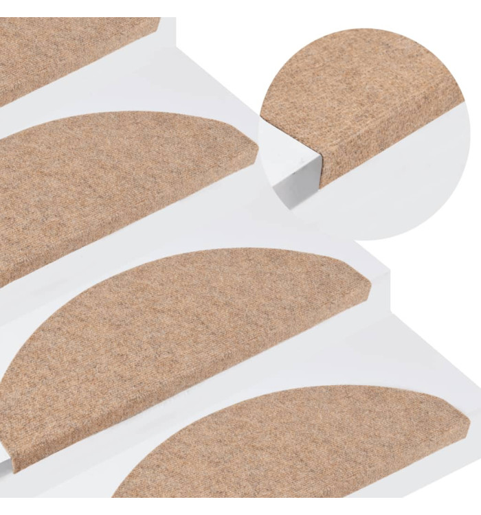 Tapis d'escalier autocollants 15 pcs 65x22,5x3,5 cm Beige | Mobilier & Déco