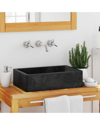 Lavabo 45x30x12 cm marbre noir brillant | Mobilier & Déco