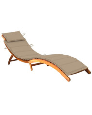Chaise longue de jardin avec coussin Bois d'acacia solide | Mobilier & Déco