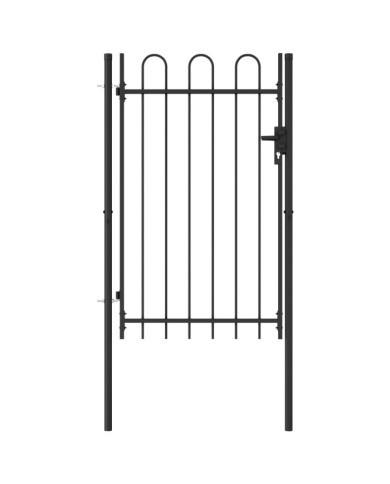 Portillon simple porte avec dessus arqué Acier 1x1,5 m Noir | Mobilier & Déco