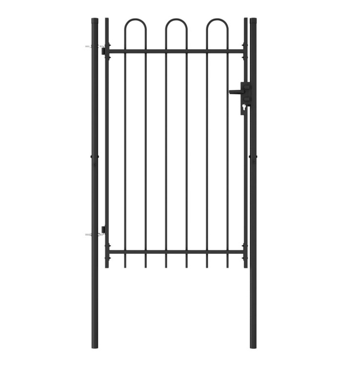 Portillon simple porte avec dessus arqué Acier 1x1,5 m Noir | Mobilier & Déco