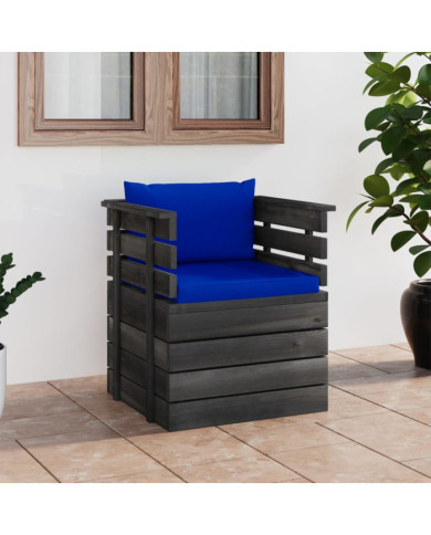 Fauteuil de jardin avec coussins Bois de pin | Mobilier & Déco