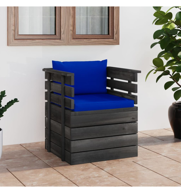 Fauteuil de jardin avec coussins Bois de pin | Mobilier & Déco