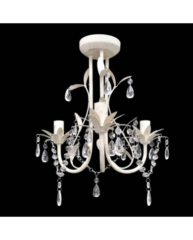 Lustre suspendu à cristaux Blanc élégant | Mobilier & Déco