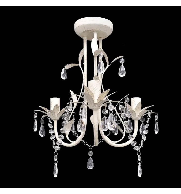 Lustre suspendu à cristaux Blanc élégant | Mobilier & Déco