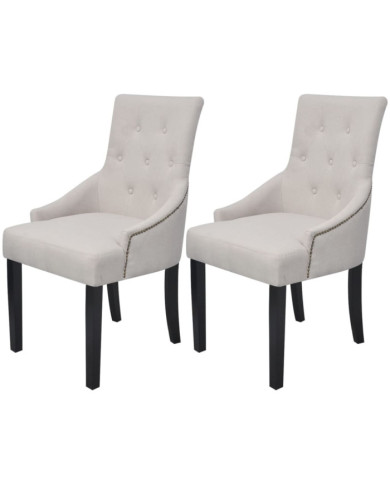 Chaises à manger lot de 2 gris crème tissu | Mobilier & Déco
