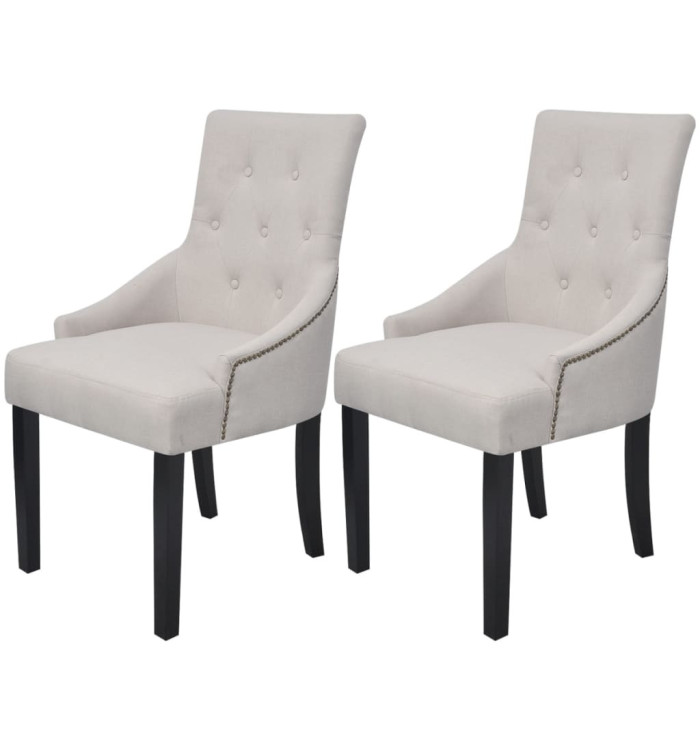 Chaises à manger lot de 2 gris crème tissu | Mobilier & Déco