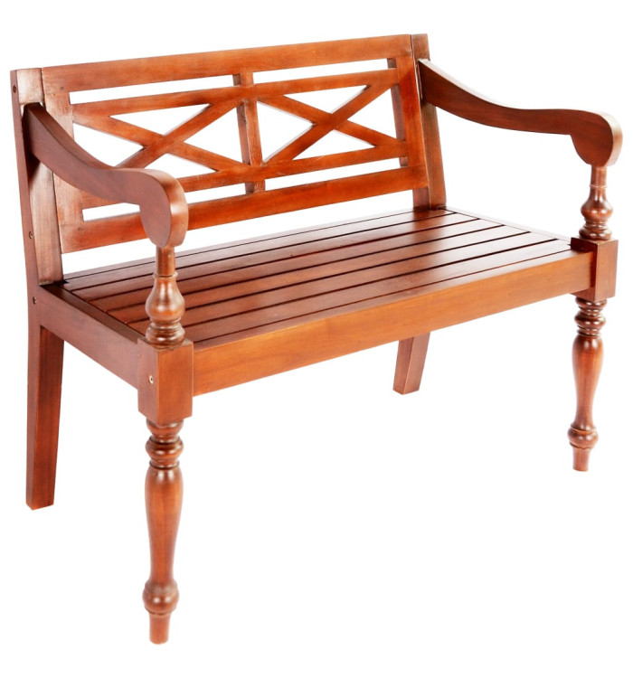 Banc Batavia 98 cm Bois d'acajou massif Marron foncé | Mobilier & Déco