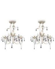 Lustres suspendus à cristaux 2 pcs Blanc élégant | Mobilier & Déco