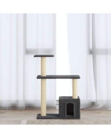 Arbre à chat avec griffoirs en sisal Gris foncé 70 cm | Mobilier & Déco
