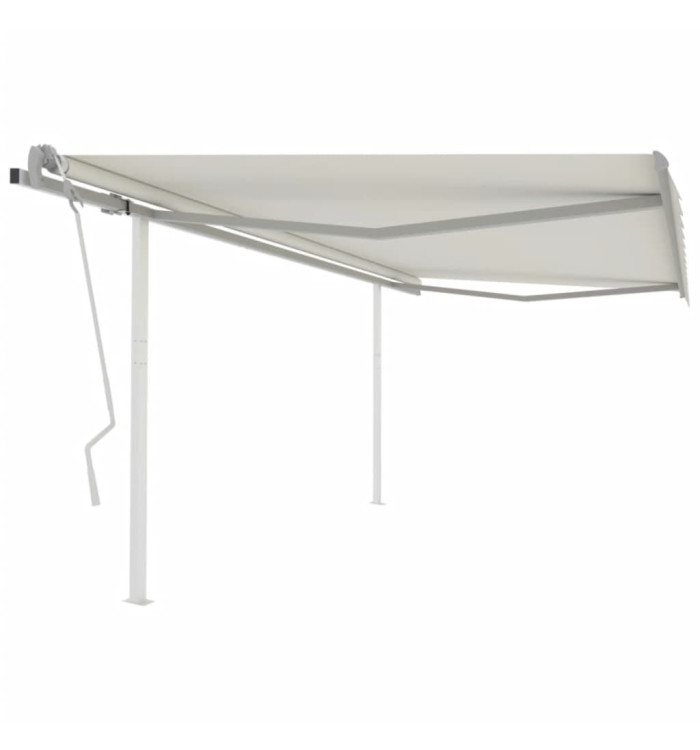 Auvent manuel rétractable avec poteaux 4x3,5 m Crème | Mobilier & Déco