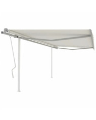 Auvent manuel rétractable avec poteaux 4x3,5 m Crème | Mobilier & Déco
