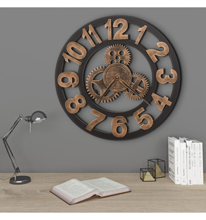 Horloge murale Métal 58 cm Doré et noir | Mobilier & Déco